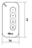 NICE MYGO4 - štvorkanálový diaľkový ovládač, plávajúci kód, 433,92Mhz