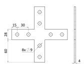 Nosníková spojka tvaru kríž, pre profily 41x41mm a 41x21mm