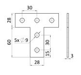Nosníková spojka tvaru T, pre profily 41x41mm a 41x21mm