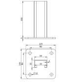 Pozinkovaná kotviaca platňa pre profil 60x40 mm, 125x125 mm