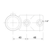 Pozinkovaná spojka pre trubky 33,7 mm, kombinácia T a kontinuálneho kríža