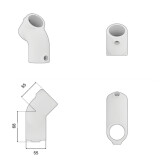Pozinkovaná spojka pre trubky 42,4 mm, tvar úzke T pod uhlom 45°