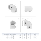 Pozinkovaná spojka pre trubky 48,3/42,4 mm, tvar L