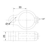 Pozinkovaná vrchná časť pántu pre trubky 33,7 mm