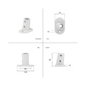 Pozinkovaná základová príruba pre trubku 33,7 mm, sklon 0°–11°