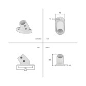 Pozinkovaná zosilnená základová príruba pre trubku 33,7 mm, sklon 30°–45°