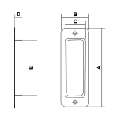 Pozinkované madlo na zapustenie, 165x53, zápust 15 mm