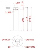 Príruba pre fasádnu lankovú stenu, závit M8, odsadenie od steny 200mm