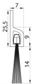 PVC tesniaca lišta s nylonovou kefou, samolepiaca, vlas dĺžky 14 mm, lišta vo farbe drevo-dub, bočná, 1m