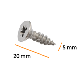 Skrutka samorezná nerezová, zápustná hlava, 5 x 20 mm
