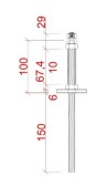 Stredová príruba pre fasádnu lankovú stenu, 2x otvor pre ø5mm lanko, odsadenie od steny 100mm