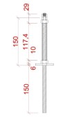 Stredová príruba pre fasádnu lankovú stenu, 2x otvor pre ø5mm lanko, odsadenie od steny 150mm