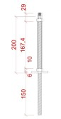 Stredová príruba pre fasádnu lankovú stenu, 2x otvor pre ø5mm lanko, odsadenie od steny 200mm