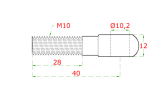 Úchyt pre držiak lanka (M10x40mm), brúsená nerez K320, INOX AISI304 