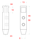 Úchyt so závitom M6 pre nerezové lanko s priemerom 4mm, brúsená nerez K320/ AISI304