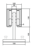 Vozík so 4 ložiskami pre hliníkový C-profil 100x120x5mm