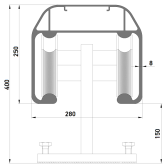 Vozík so 4 ložiskami pre hliníkový C-profil 280x250x8mm