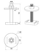 Zostava spojovacích dielov M8x50mm, pre profily 41x41mm a 41x21mm