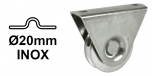INOX Koliesko koľajovej brány pre koľajnicu Ø20 mm na skrutkovanie tvar U nerezové