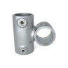Horganyzott, hosszított csőösszekötő 42,4 mm-es csövekhez, folyamatos kereszt alakú, a csövek közötti szög 90°