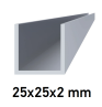 Hliníkový U profil 25x25x2mm, 6m
