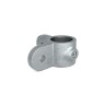 Pozinkovaný rohový kĺbový úchyt pre trubku 42,4 mm, dve oká pod uhlom 90°